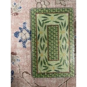 Vintage Green Floral Glass Cutting Board Botanical Garden Rectangular 15x10